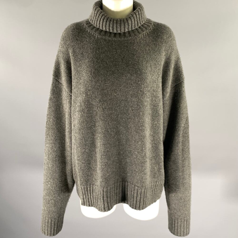 JIL SANDER Size M Grey Cashmere Blend Turtleneck Sweater